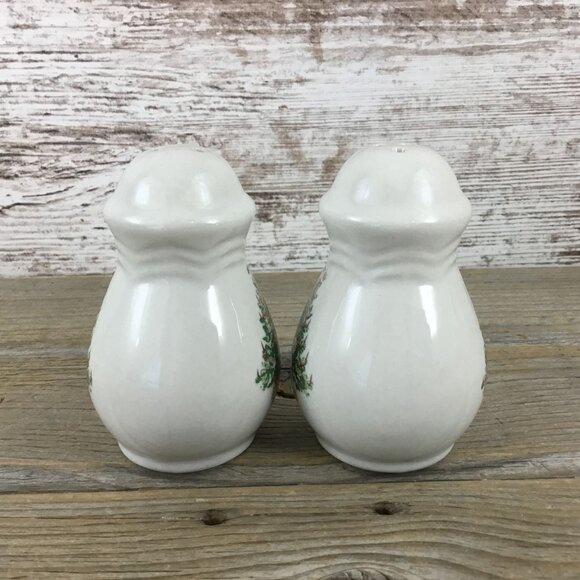 Vintage Christmas Tree Salt & Pepper Shakers Stoneware 3.75" Tall Holiday Decor - Picture 2 of 7